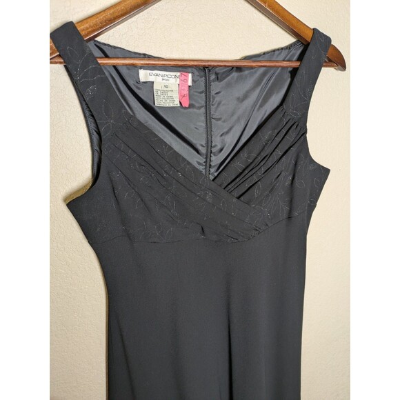 Black Sleeveless Chiffon Midi Dress Size 10 Goth Dark Fairy Romantic Evening LBD - Picture 2 of 7